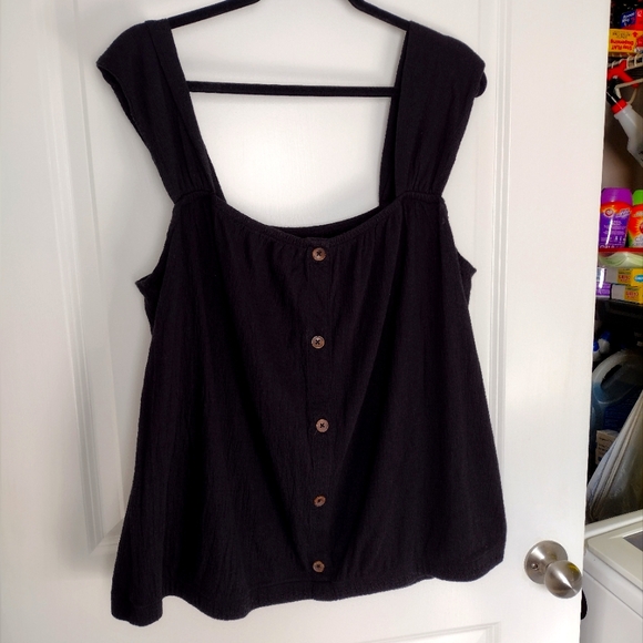 Lane Bryant Tops - Lane Bryant Black Tank Top Faux Button Up Front Wide Straps  22/24 NWT
